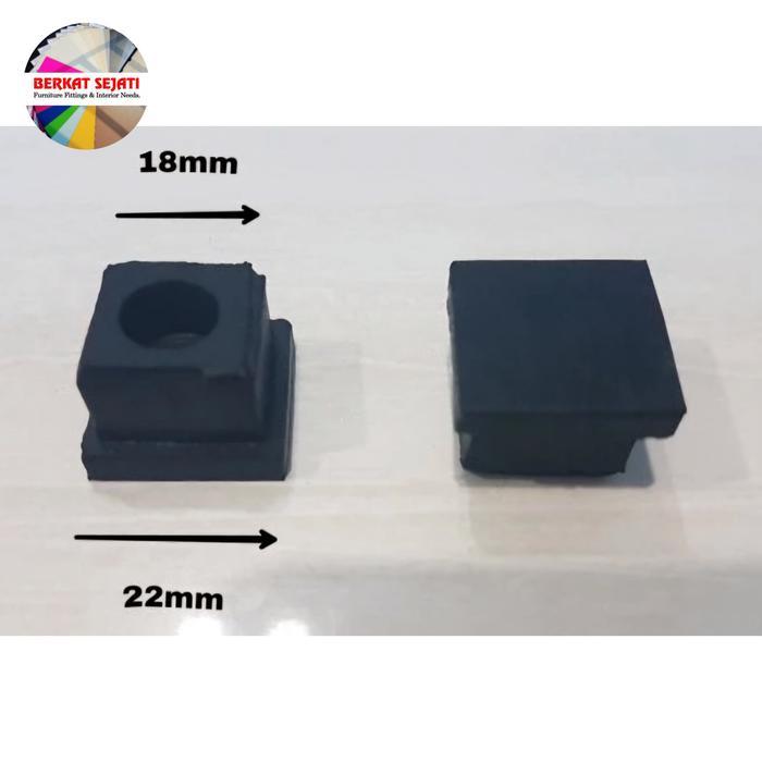 Alas Kaki Anti Slip KARET KOTAK Kursi Meja 18 x 18mm Tutup Pipa Hollow .