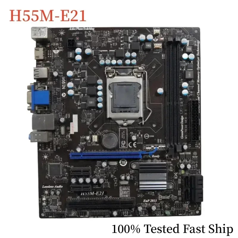 For MSI H55M-E21 Motherboard H55 8GB LGA 1156 DDR3 Micro ATX Mainboard 100% Tested Fast Ship