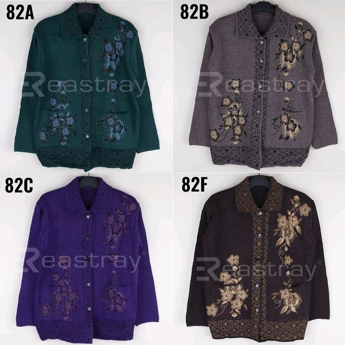 Sweater Rajut Tebal Emak Jaket Rajut Kerah Ibu Sweater Wanita Motif Semi Wool Musim Dingin Knitwear