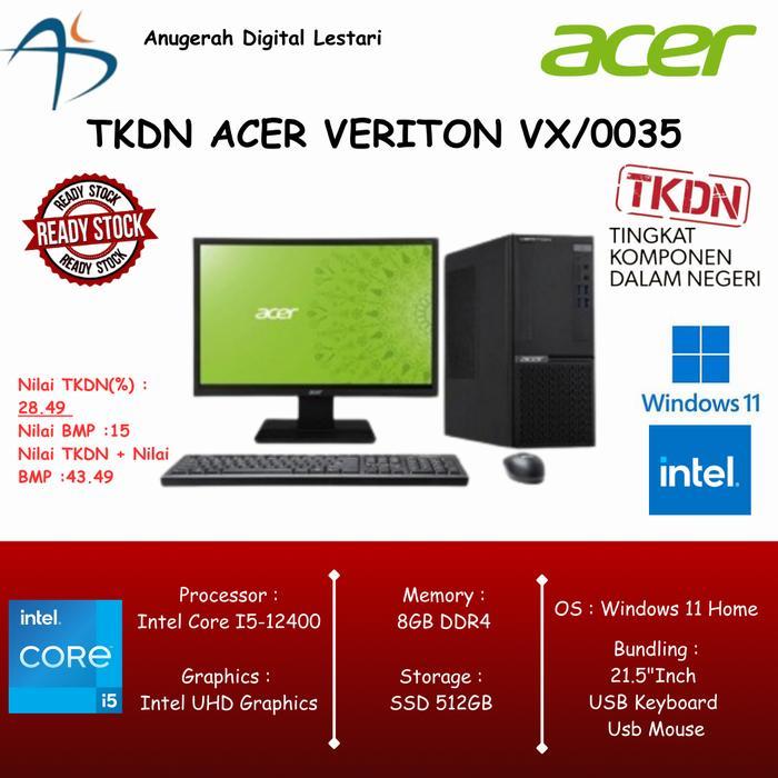 TKDN ACER VERITON X VX/0035 Core i5-12400 8/512GB SSD 21.5" WIN 11 Home