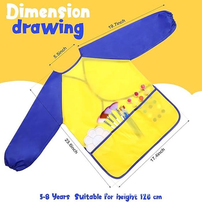 Apron Lukis Anak Lengan Panjang Waterproof - Celemek Melukis Kids Apron Art Smock Terpercaya