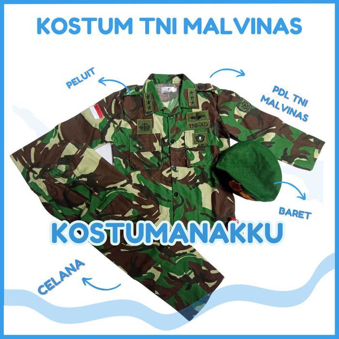 ASLI [KOSTUMANAKIMUT] BAJU TNI AD LORENG MALVINAS ANAK-KOSTUM TNI MALVINAS ANAK-SERAGAM PDL TNI