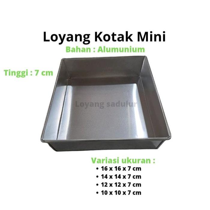 Loyang Kotak uk. 16 cm, 14 cm, 12 cm, 10 cm Tinggi 7 cm/Loyang Kotak kue ulang tahun/Loyang