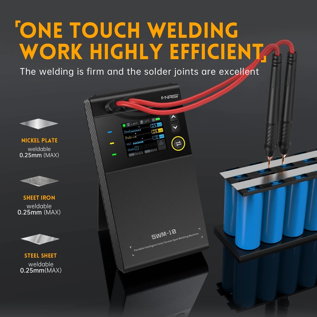 FNIRSI SWM-10 Welding Machine Portable Battery Spot Welding Adjustable MAX 0.25mm 5000mah 18650