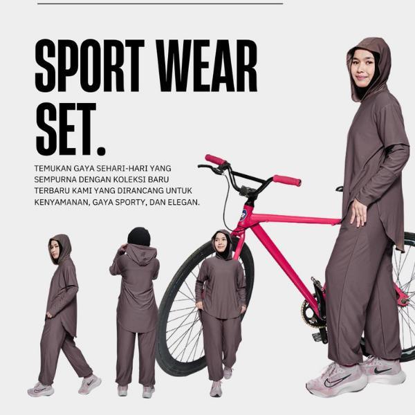 Premium Relinda Setelan Set Baju Olahraga Wanita Muslimah Set Sport Panjang Celana Dewasa Sporty