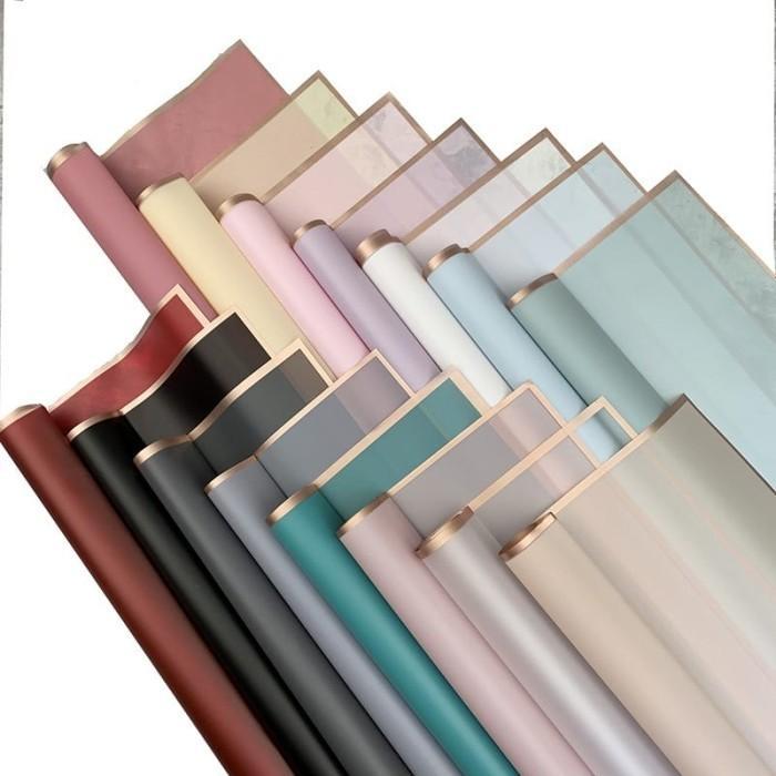 1 Lembar Cellophane Tepilistemas Flower Wrapping Paper Varian List Gold Line Emas Flower Wrapping