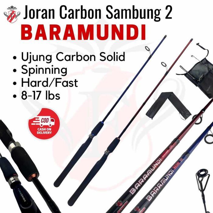 Joran Carbon Solid Tip Sambung 2 Action Hard Kaku Fukushima Baramundi Ujung Carbon Solid 8 -17 Lbs