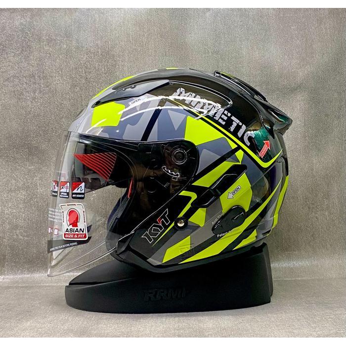 KYT GALAXY FLAT R ALL MOTIF STANDAR KACA BENING - HELM KYT HALF FACE ORI - DOUBLE VISOR CEWEK COWOK