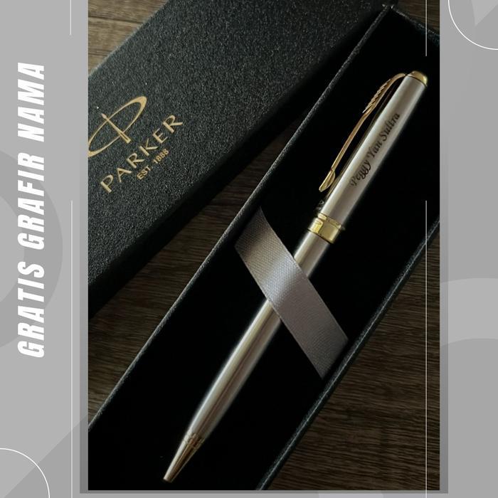 pulpen ballpoint mewah parker slim sonet exclusive gratis grafir nama