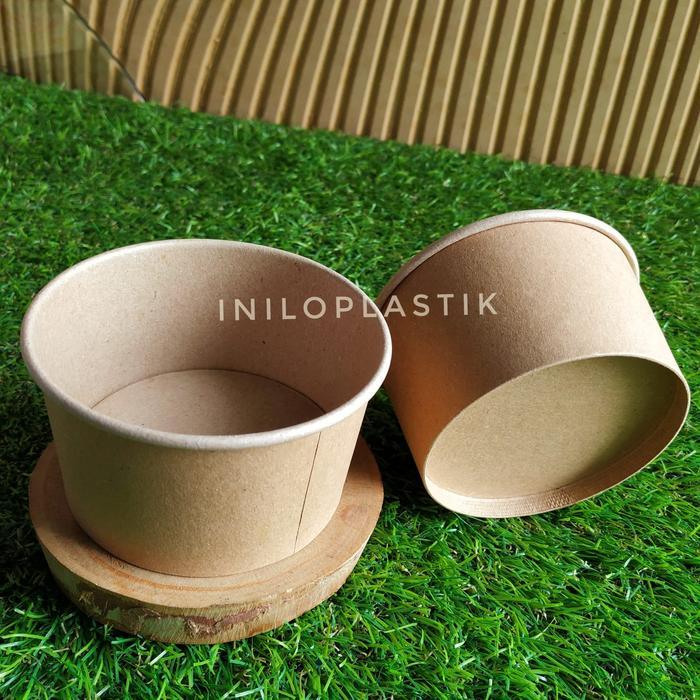 Thebest- Paper Bowl Brown Polos 360ml / Kraft Paper Bowl 360 ml Cokelat