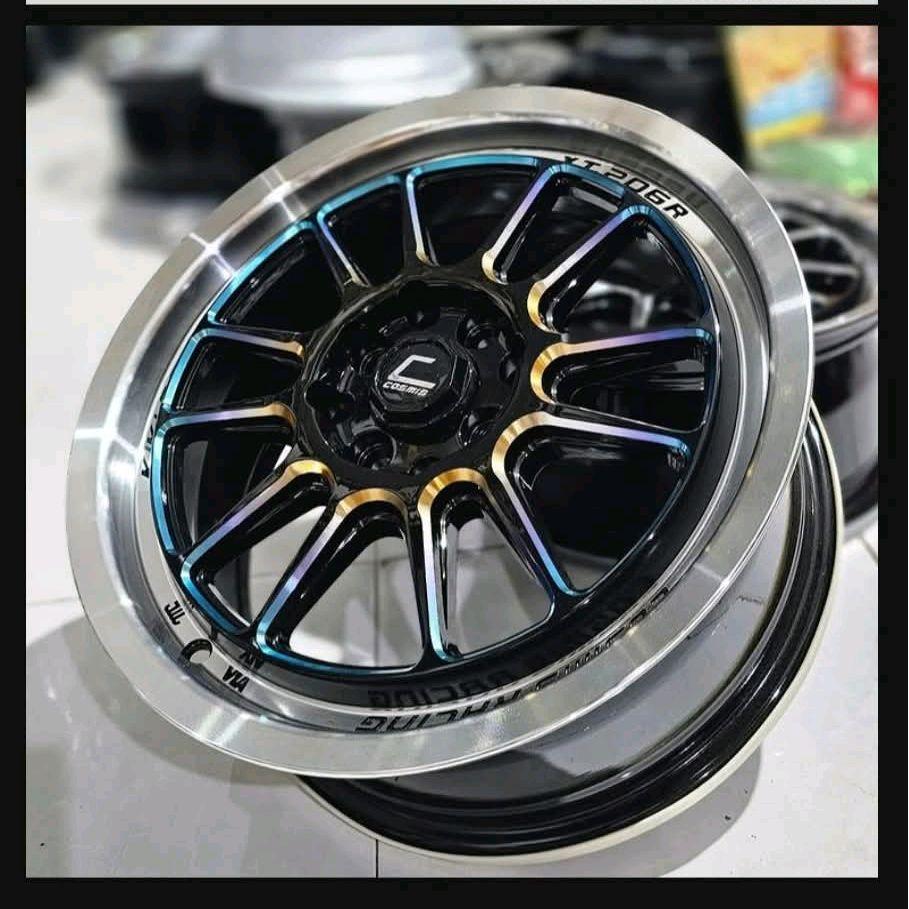 Velg Mobil Racing JF Luxury Cosmis A Ring 16 Warna Black Machine Lip Milljng Spoke ET 38