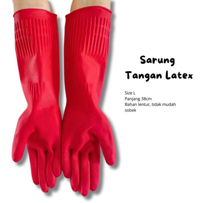 Sarung Tangan Latex/Sarung Tangan Karet Panjang/Sarung Tangan Latex Size L/Sarung Tangan Karet