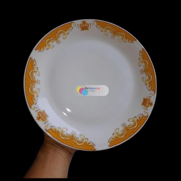 Piring Makan Keramik Besar 10 Inch Ceper 1/2 Lusin Mahkota Gold Aesthetic Packing Kayu