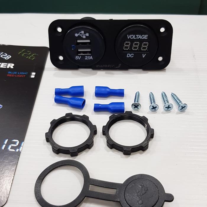 CHARGER CAS HP MOTOR USB + VOLTMETER NMAX VARIO 125 150 VIXION LEXI