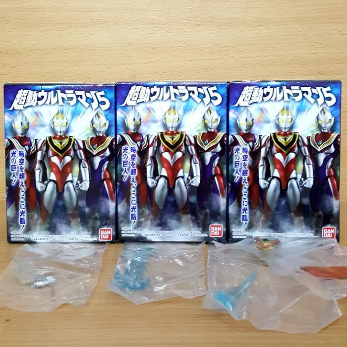SHODO Choudou Ultraman 5 [3/SET] Tiga Dyna Gaia V2 +Parts HEISEI Ultra