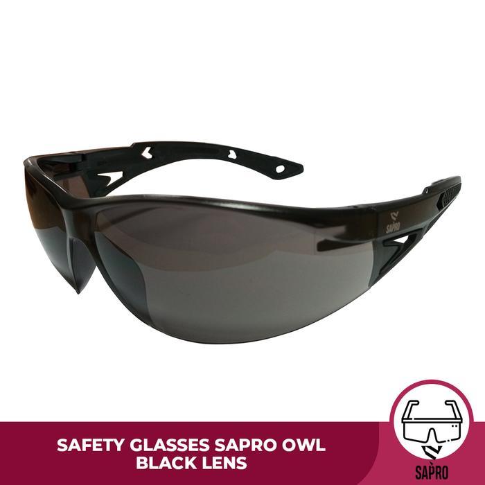Kacamata Safety Sapro Owl Safety Glass Black Lens Ansi Z87 Kacamata Hitam