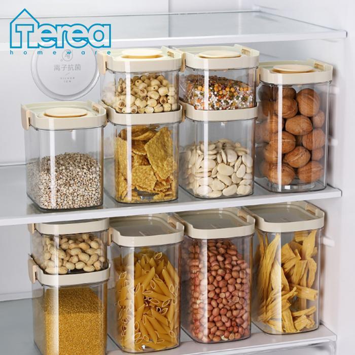 Terea Wadah Penyimpanan Makanan Kering Dapat Disusun / Toples Penyimpanan Makanan Kue Snack Cemilan