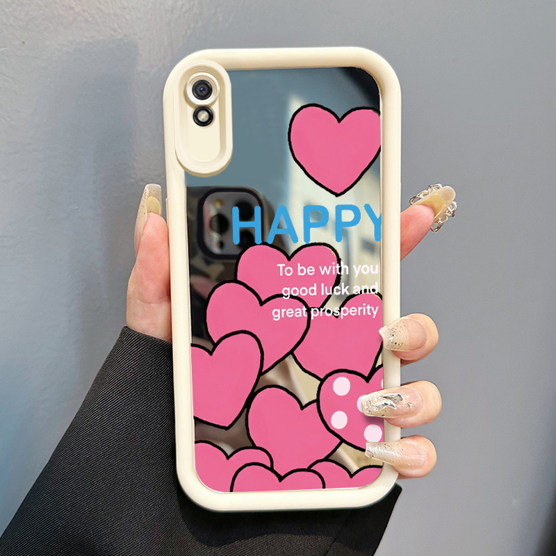 Casing Hp Xiaomi Redmi 9A Redmi 9i Redmi 9T Redmi 9 Power Case Duo Duo's Heart Cartoon Mirror Kasing
