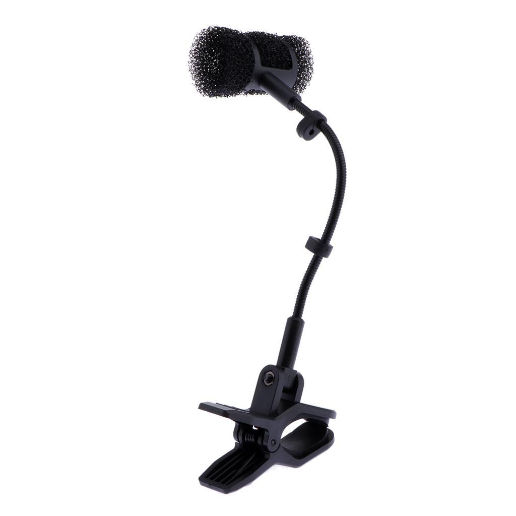 Clip-on Microphone Stand Black ABS Microphone Holder Clamp for Orchestral Instrument and Flute