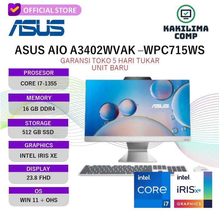 PC AIO ASUS I7 GEN 13 (1355U) 16GB 512SSD Win11 + OHS 23.8 inch FHD