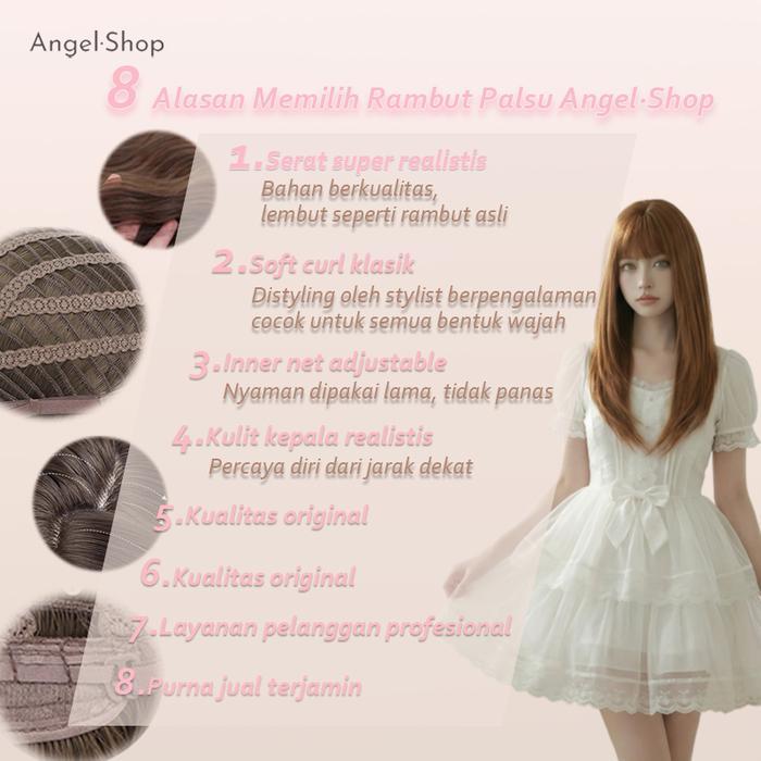 Wig Wanita Full Wig Rambut Wanita Kepala Rambut Palsu Wanita Korea Full Wig Korea Rambut Palsu Satu