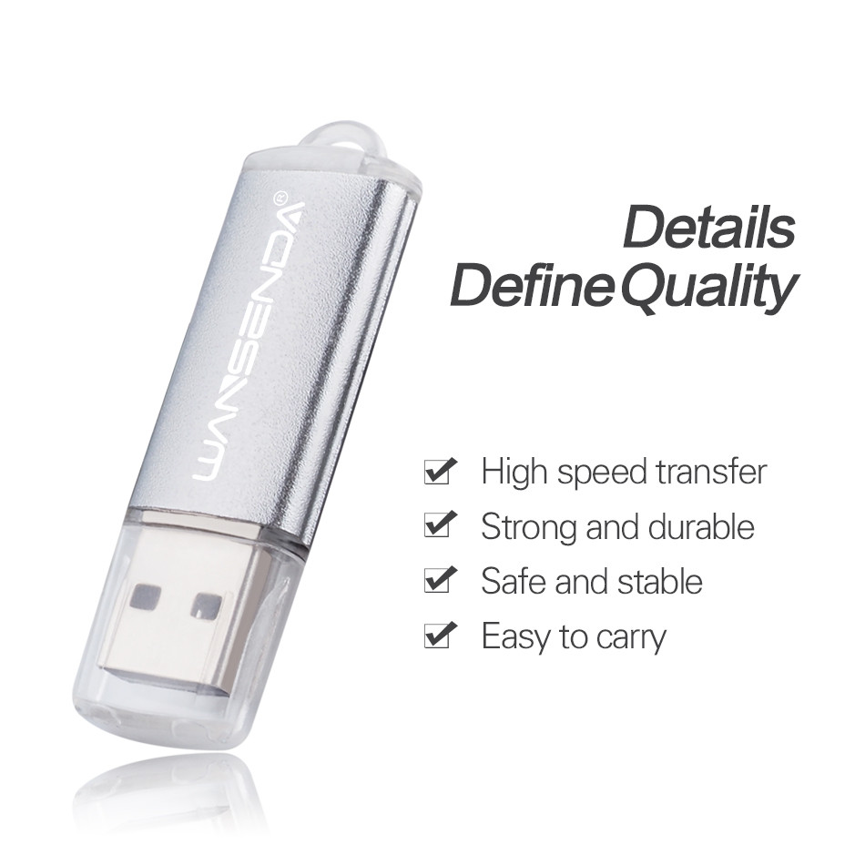 WANSENDA Metal USB Flash Drive 128GB Mini Pen Drive 8GB 16G 32GB 64GB Pendrive 256GB Thumbdrive