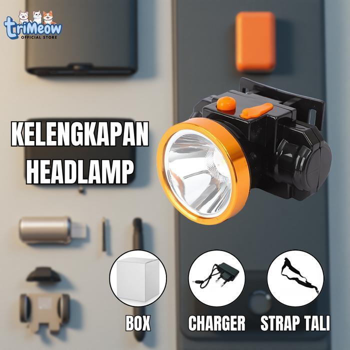 "New" Senter Kepala LED 35W/50W/80W Headlamp Dual Cahaya Putih & Kuning Rechargeable Sorot Jauh