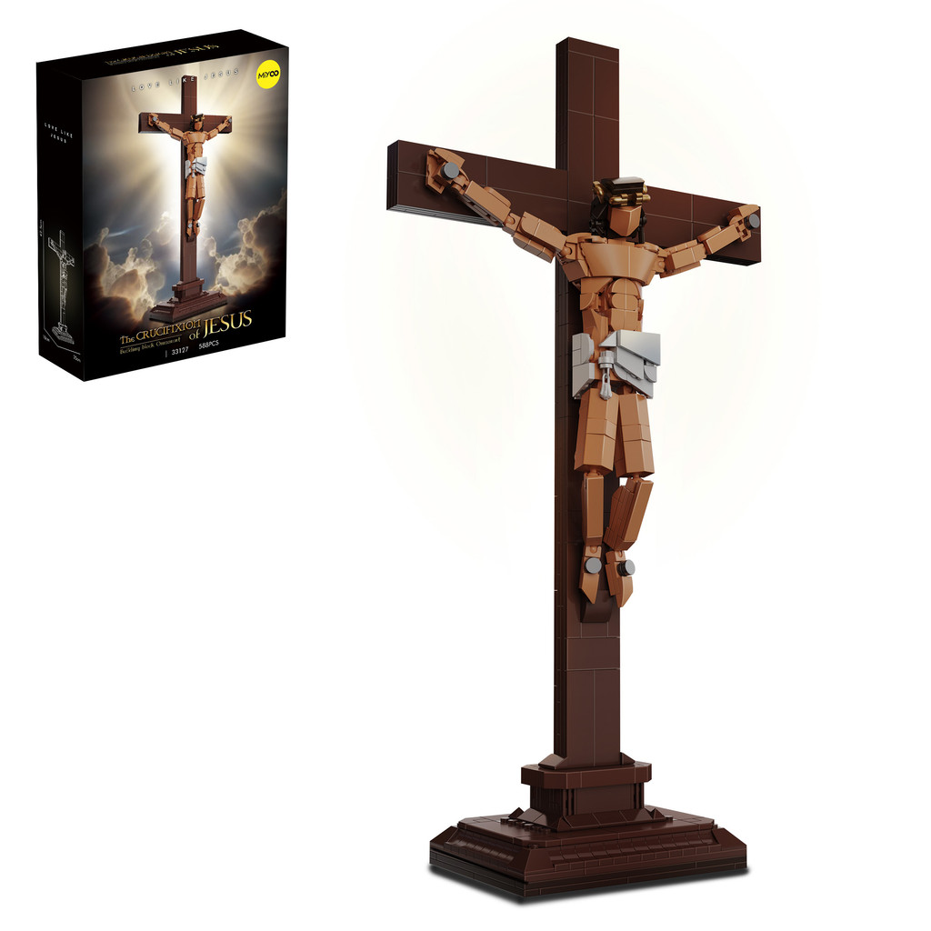 Jesus Crucifixion Building Blocks Religious Cross Statue Puzzle Adult Puzzle Toy Faith Decoration