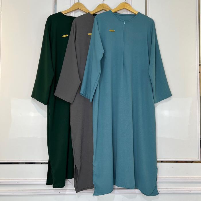 Gamis Long Daily Semi Abaya Long Dress Tangan Panjang Crinkle Airflow Elegant Casual Terlaris