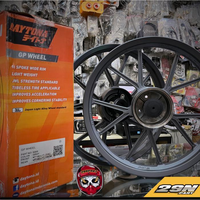 Velg DAYTONA ORIGINAL GP WHEEL Grey 160 185 Ring 17 Cakram Tromol Yamaha Honda Suzuki Rx King F1ZR