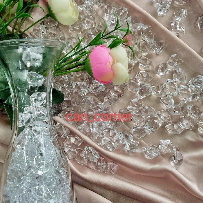 Batu Kristal Akrilik Hiasan Isian Vas Bunga Warna Bening