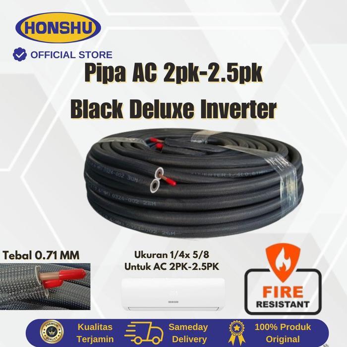 Pipa AC 2PK (Cocok Untuk AC Daikin 2PK Thailand)- 2.5PK Ukuran 1/4 x 5/8 Honshu Black Deluxe
