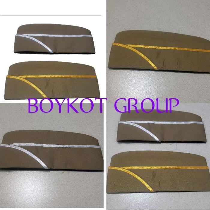 Topi mutz ASN topi PNS pegawai lis kuningb / putih bijian peci keki halus