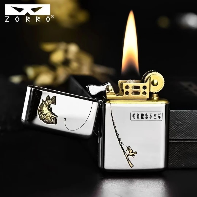 ZORRO 3rd Generation 790 High-end White Nickel Two-color Double-sided Kerosene Lighter Creative
