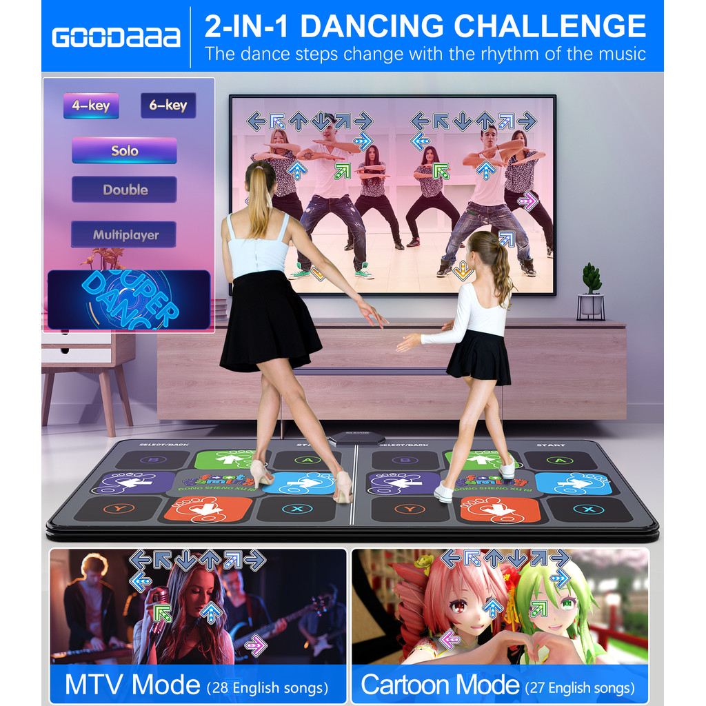 Dance Mat Game for TV/PC Family Sports Video Game Anti-slip Music Fitness Carpet Wireless Double