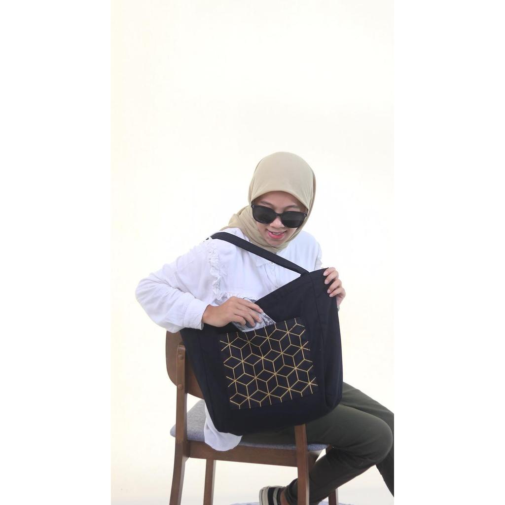 Spesial Totebag Besar Resleting Tote Bag SPNB Kanvas Nudie Komb CUBE