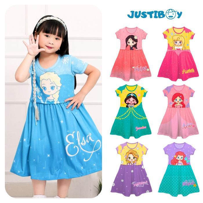 Dress Baju Anak Perempuan Princess Imut Full Printing Umur 2 - 6 Tahun [IRINA]