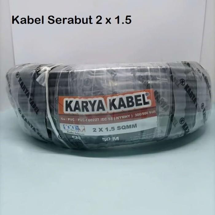 ( Kry ) 1 Roll Kabel Listrik Bulat Sni 2X1,5 Serabut Nyyhy 2X1.5 Hitam Serabut