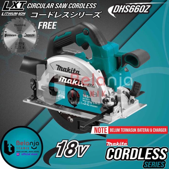 PROMO Makita Mesin Circular Saw Baterai DHS660Z Potong Kayu 18V 165 mm