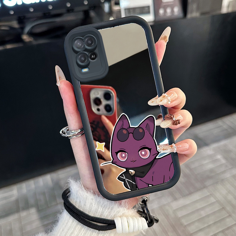 Casing Hp untuk OPPO A54 Case Casing kucing lucu pola Silikon Softcase Kasing HP tali gantung Cesing