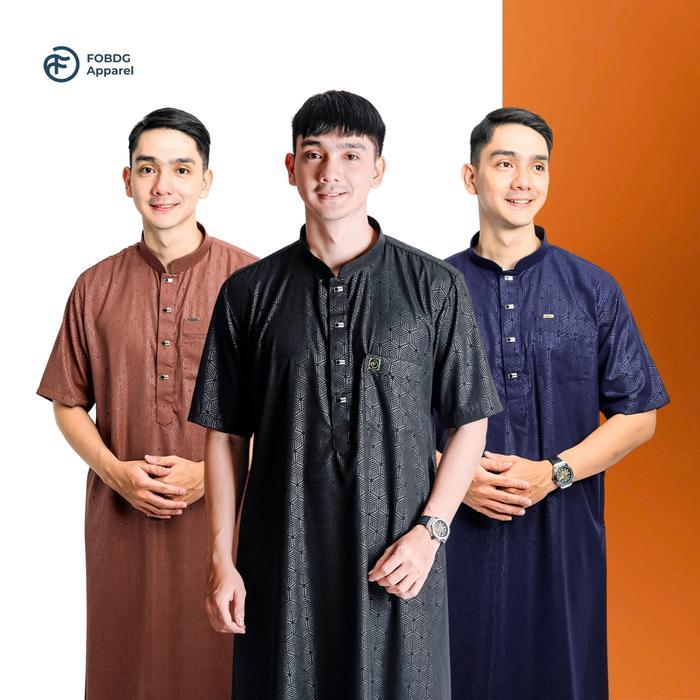 Jubah Pria Gamis Pria Jubah Pria Muslim Jubah Gamis Sengon Jubah Motif embos FOBDG Lengan Pendek
