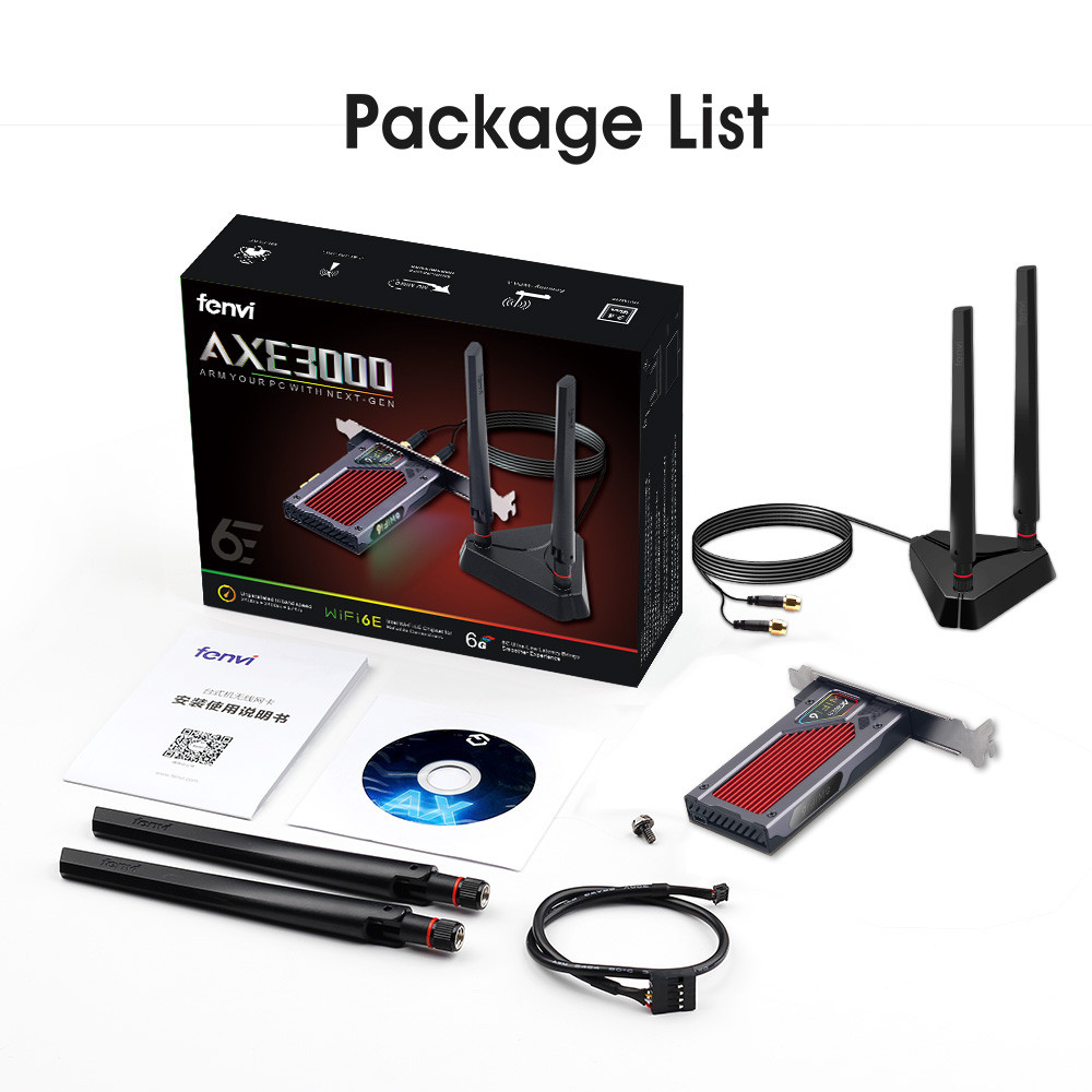 Fenvi FV-AXE3000 Wi-Fi 6E AX210 Bluetooth 5.3 Wireless 5374Mbps 2.4G/5GHz/6G WiFi 802.11AX/AC