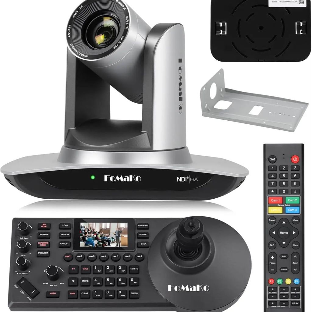 FoMaKo NDI Camera AI Auto Tracking HDMI PTZ Camera 20x Optical Zoom PTZ Controller PoE PTZ Camera