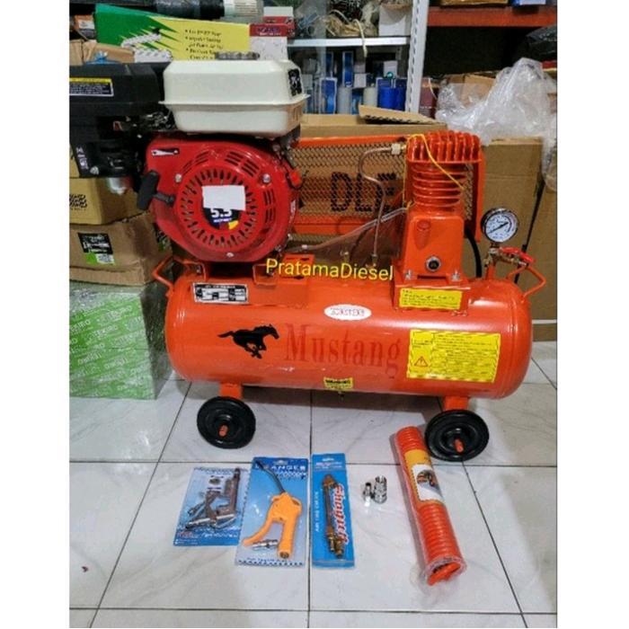 Kompresor  Angin 1/4 HP MUSTANG+Mesin Penggerak 160 Komplit Selang 6 Meter Airduster +PentilAngin+Ai