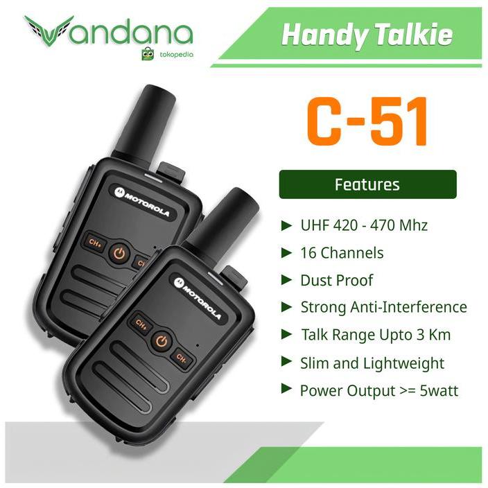HT Walkie Talkie Handy Talky C51 Mini Walkie Talkie 5 Watt