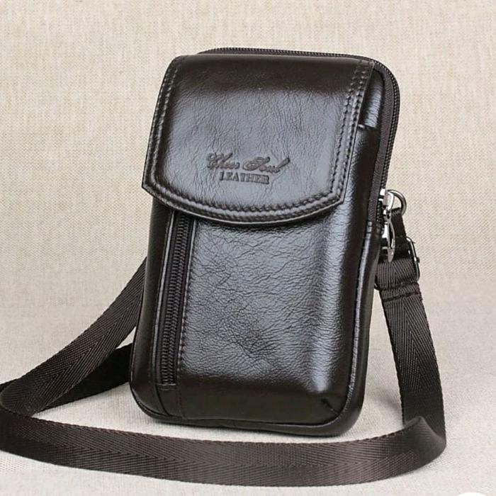 Tas Selempang Minimalis Soviamelbers 3230. Tas Selempang Pria Kulit. Tas Hp. Import