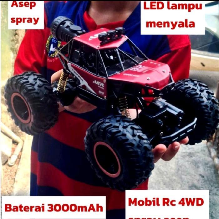 Mobil Remot Rc Offroad 4Wd Body Metal Alloy Mainan Remote Control Ban Karet Baterai Cas Lampunya Led