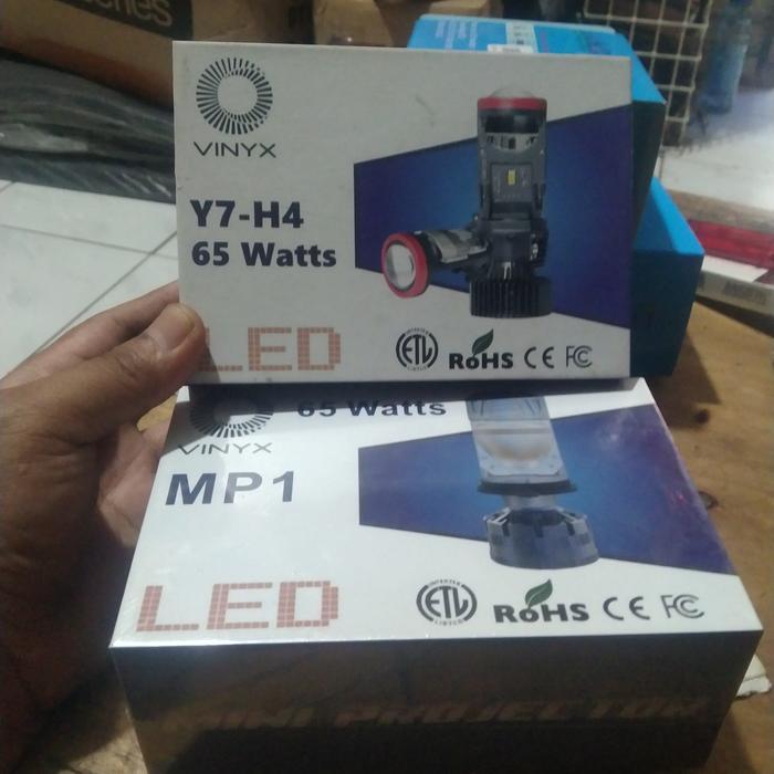 Lampu h4 mobil merek vinyx mini projector mini biled 65 Watt