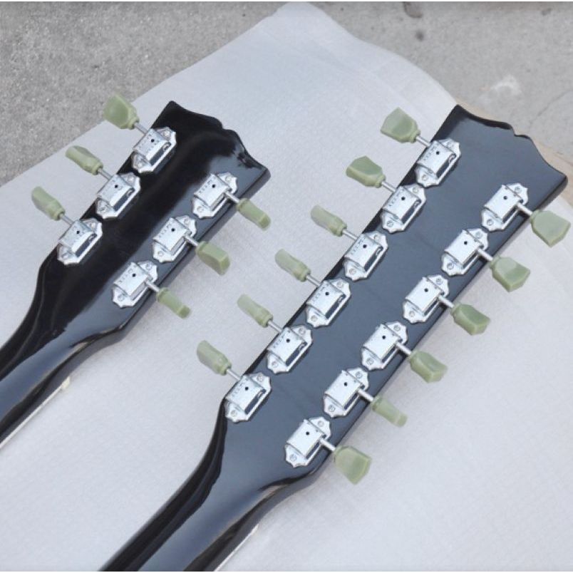 Two-headed Electric Guitar 12-string Double String Plus 6-string Lead Electric Guitar Black Mahogany