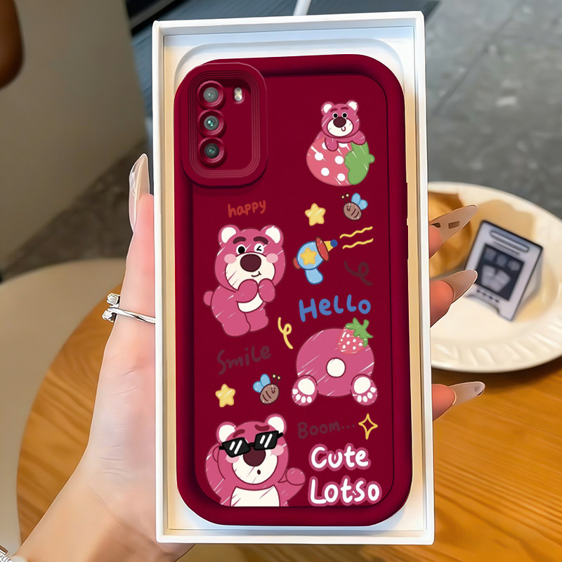 Casing Hp untuk POCO M3 Case Beruang Stroberi Kasing bagus bahan silikon Cesing Softcase Kesing